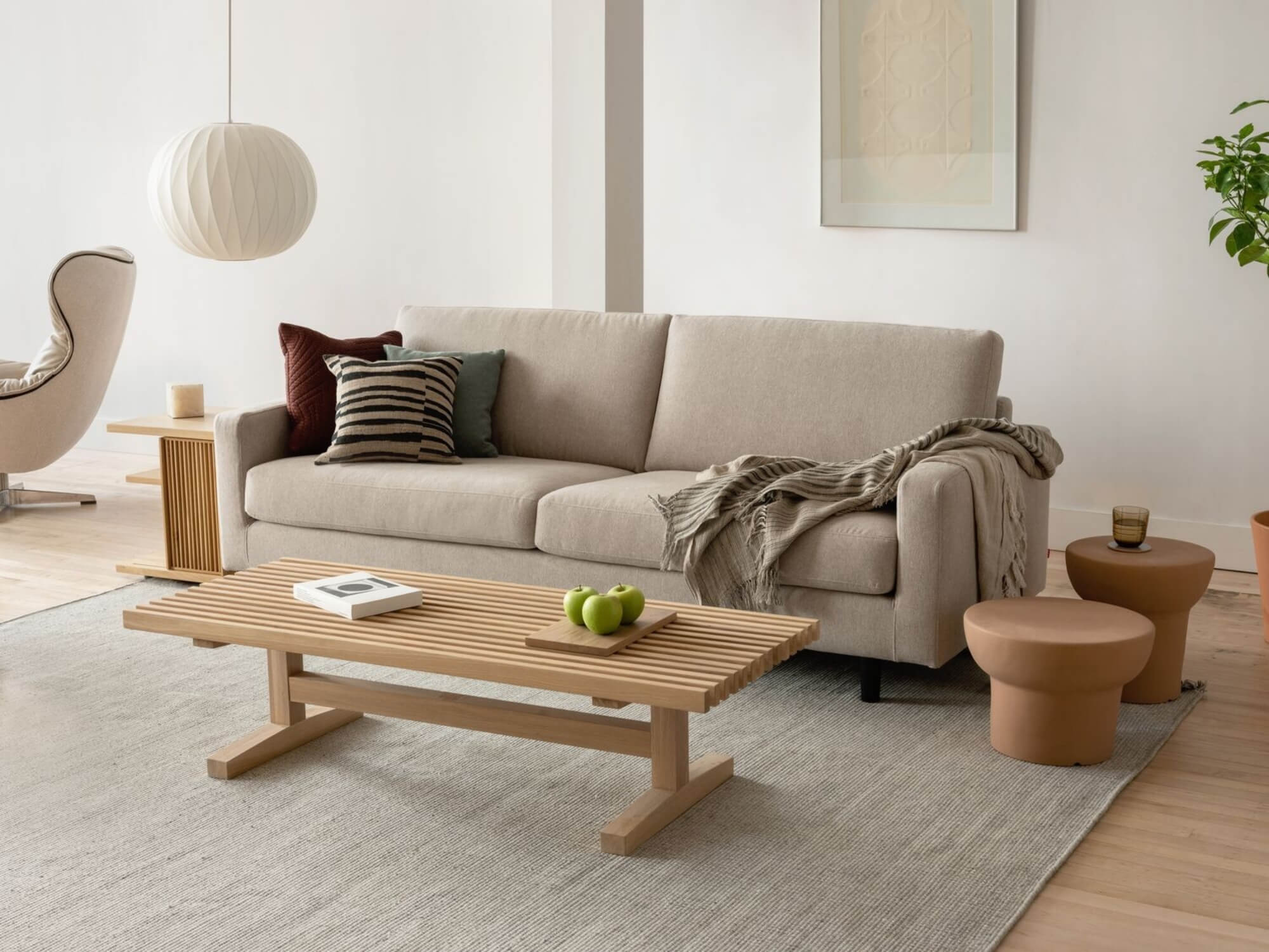 Nelson criss cross bubble pendant in mid century living room